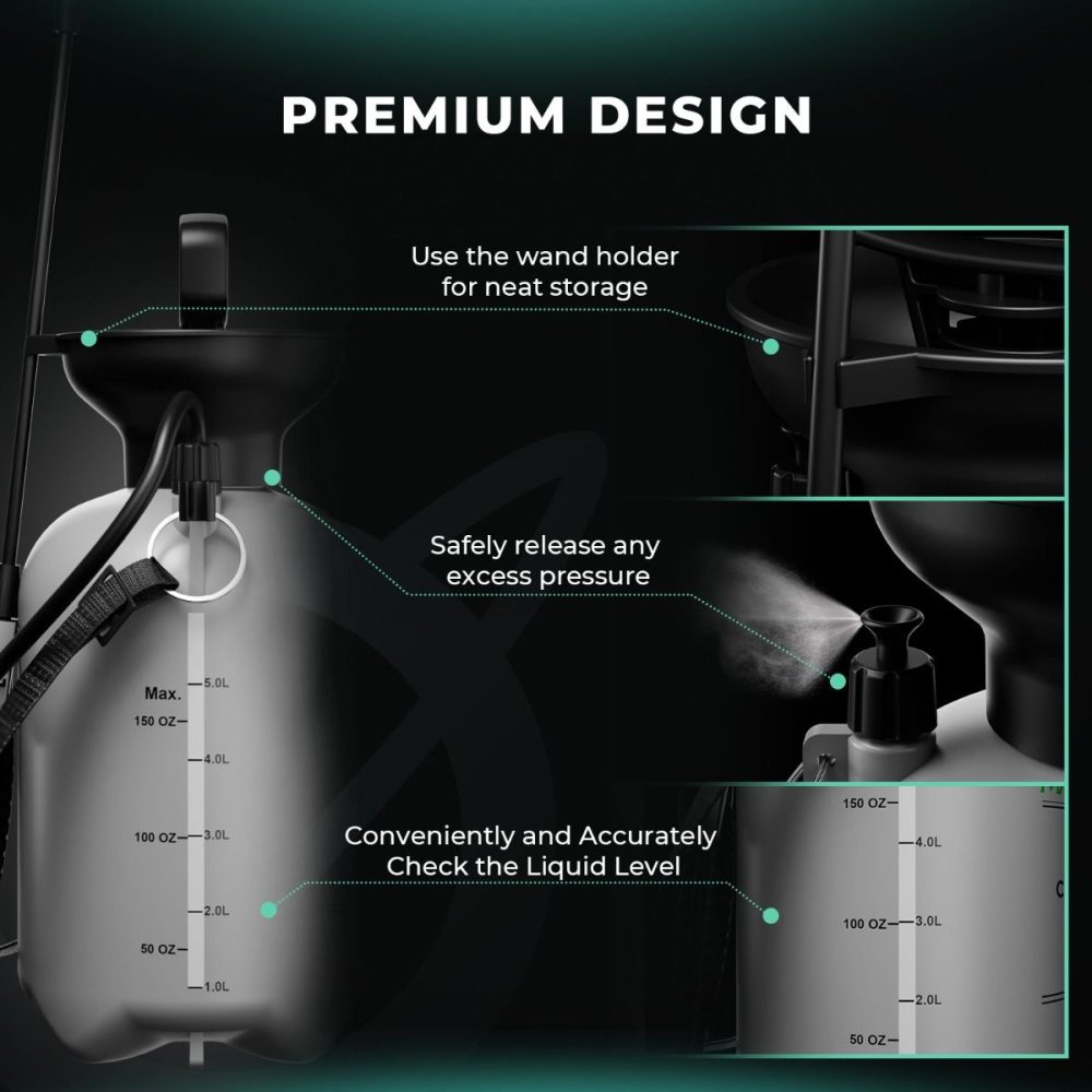Mars Hydro 5L basınçlı bitki püskürtücü premium tasarım basınç tahliye ve ölçekli hazne